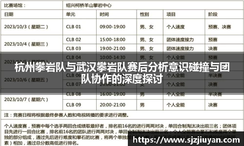 杭州攀岩队与武汉攀岩队赛后分析意识碰撞与团队协作的深度探讨